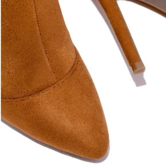 Stretchy Over the Knee Lace Up Boots in Tan - Picture 5 of 12